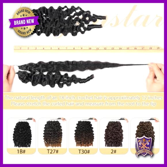 18 Inch Burmese Curly Human Hair Crochet Extensions Kit Pre-Separated main image 5